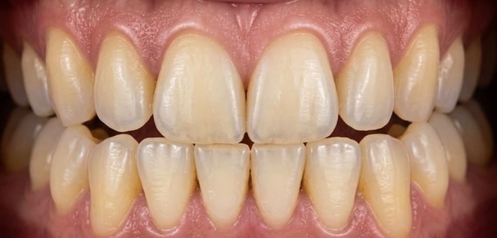 Dentes amarelados antes do tratamento